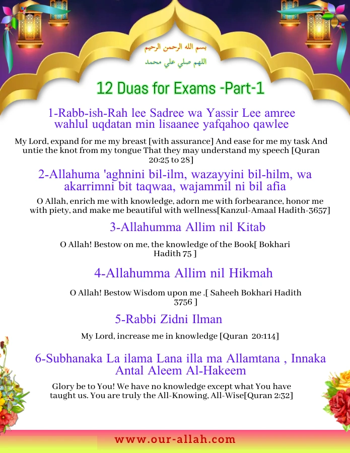 Duas for exams part 1